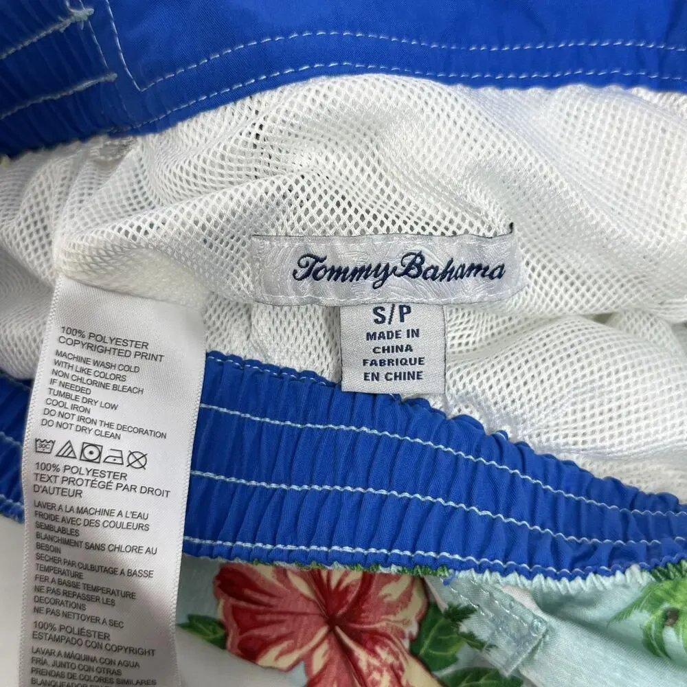 Tommy Bahama Swim Trunks Mens Small Blue Tropical Island Floral Lined Beach